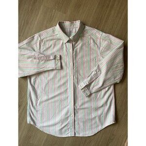 LLbean Men’s Color Stripped Oxford shirt Button Up Long Sleeve Pocket Cotton  XL